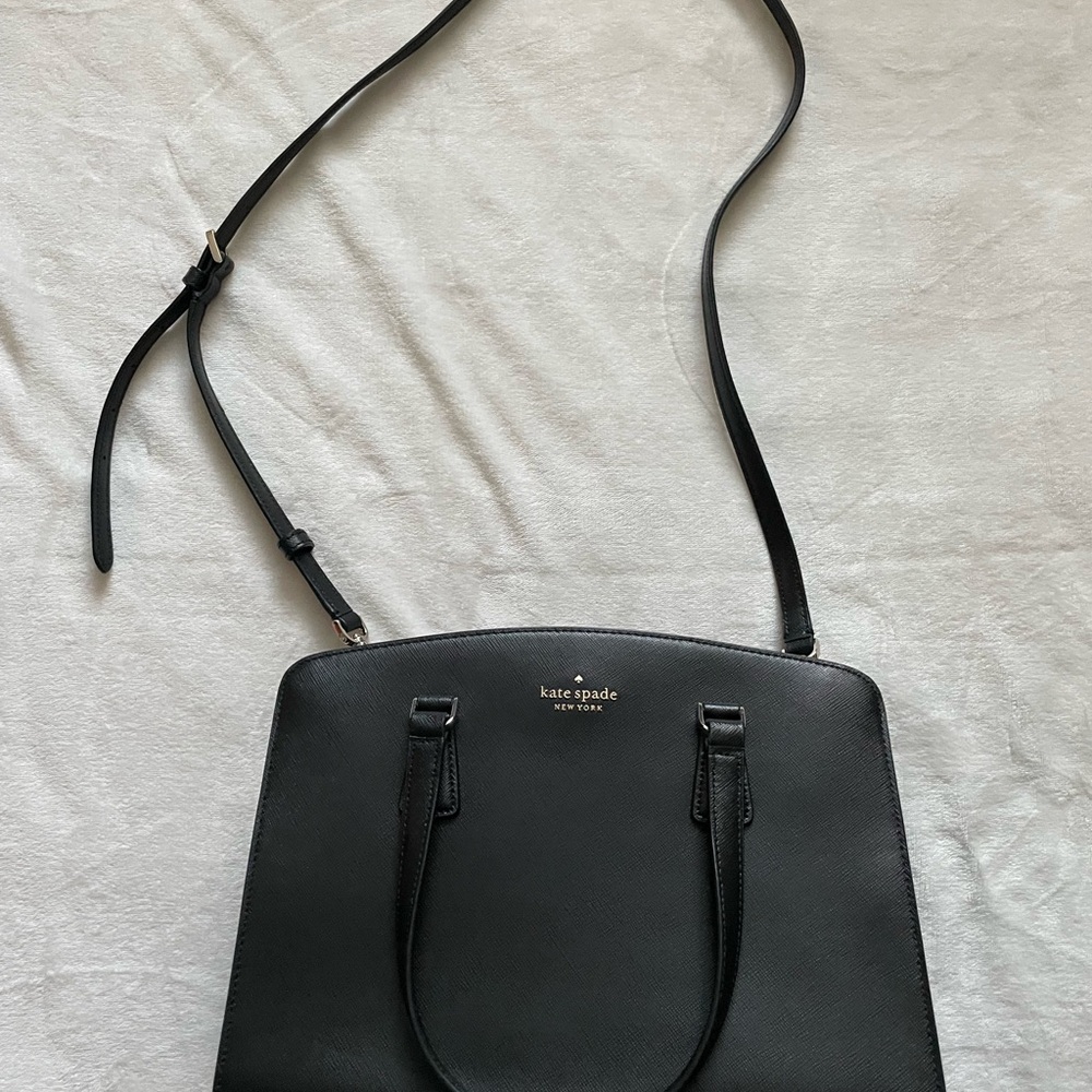 New Kate Spade Addie Black Leather Hand or Shoulder Bag with Removable Strap - Picture 3 of 12